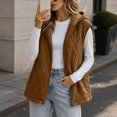 thumbnail image 5 of Cmfcve Womens Plus Size Winter Hooded Quilted Faux Suede Vest Full Zip Sleeveless Jacket Casual Warm Padded Outerwear, 5 of 8