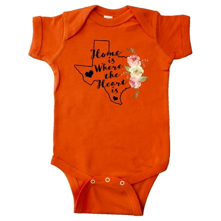 

Inktastic Texas Home is Where The Heart is with Watercolor Floral Gift Baby Girl Bodysuit