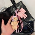 thumbnail image 5 of Novelty Plush Bear Clip Keychain With Climbing Gear Design Trendy Bowknot Decorated Backpack Charm For Teens Adults, 5 of 9