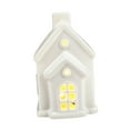 thumbnail image 3 of GUOOL Christmas Miniature House Statue Ceramic Small House Figurine with Light Christmas Decor, Desktop Ornament for Home, Festival B, 3 of 9