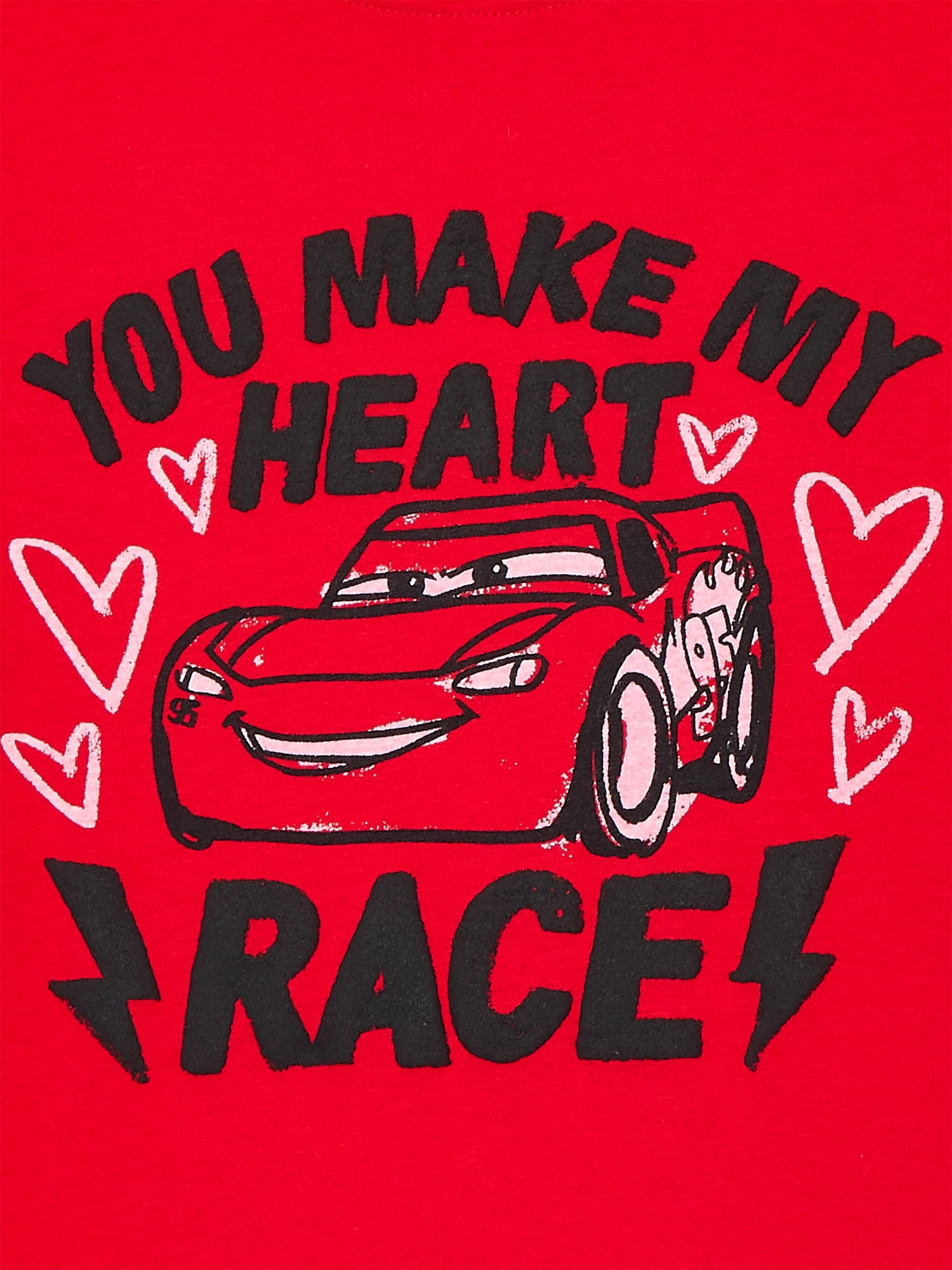 Disney Pixar Cars Little Boys and Big Boys Valentine's Day Graphic Tee with Short Sleeves, Sizes 4-18