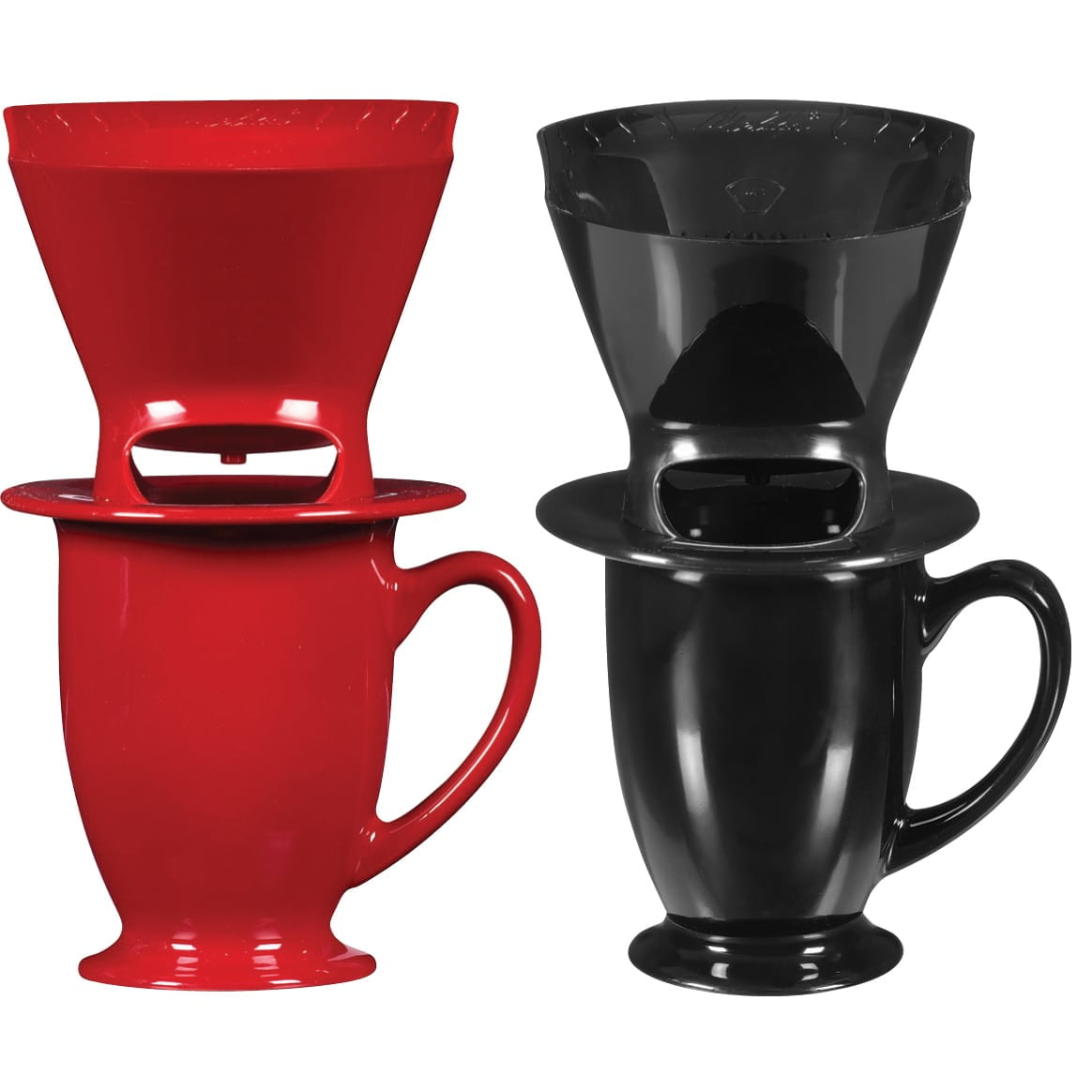 Melitta Pour Over One Cup Ceramic Coffeemaker, Assorted Red or Black