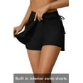 thumbnail image 2 of Charmo Womens Swim Skirt Built in Shorts Drawstring Swimsuit Bottom with Side Pocket, 2 of 8