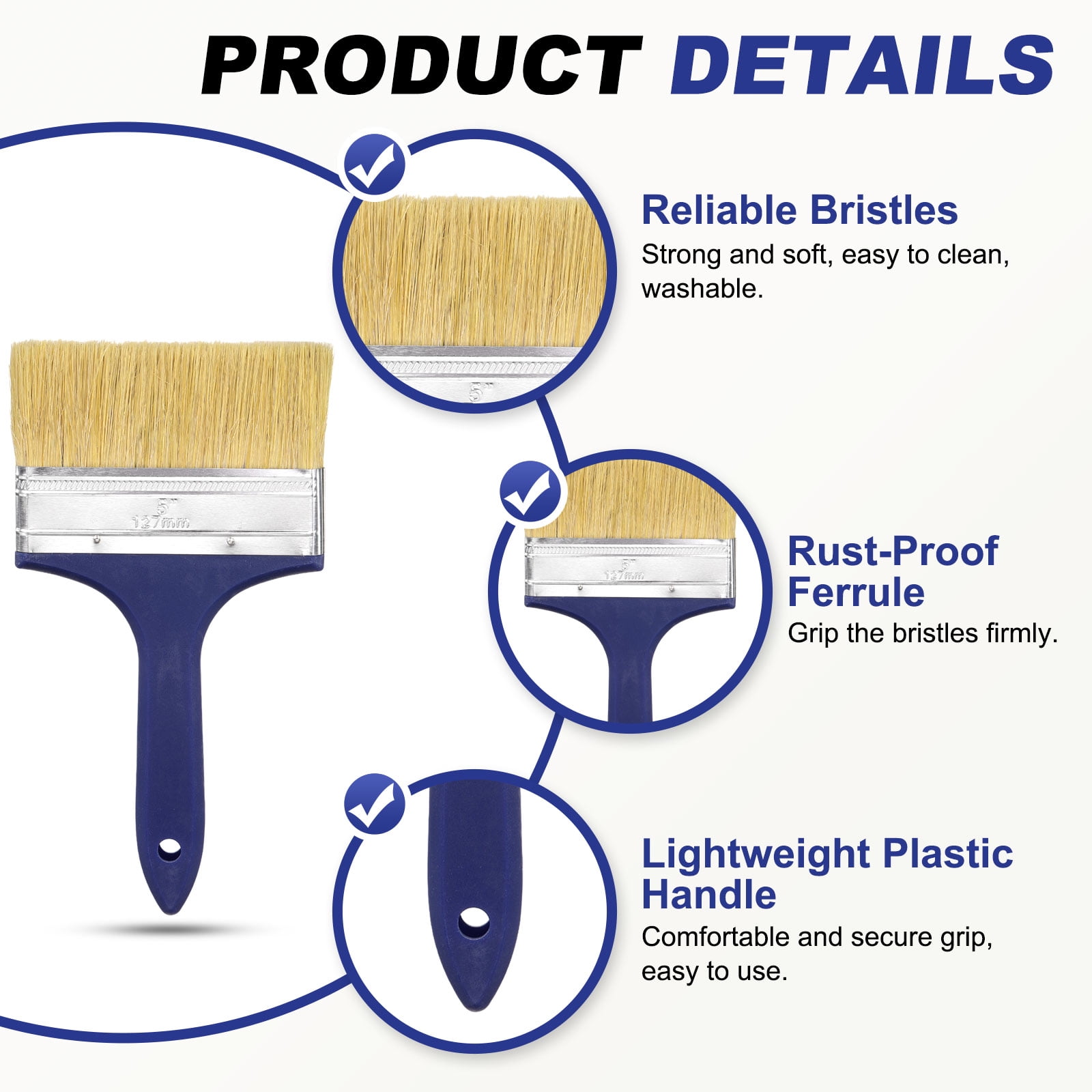Uxcell 10 Pcs Paint Brushes 5 Inch Flat Not Chip Brush PET Fiber Strands Bristle