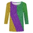 thumbnail image 4 of SOOMLON Mardi Gras Outfit for Women Tuesday Shirts Carnival Themed Party 3/4 Sleeve Outfits Funny Color Block Graphic Tshirts Tunic Crewneck Tops New Orleans Holiday Blouses 2025 Multicolor XL, 4 of 5
