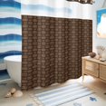 thumbnail image 5 of No Hook Shower Curtain, Dark Brown Rattan Shower Curtains for Bathroom with See Through Top Window, Vintage Abstract Wicker Texture Waterproof & Washable Bath Curtain 66"x72", 5 of 9