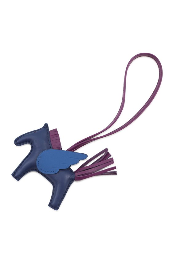 Pre-Owned Hermes accessory bag charm Rodeo PM Pegasus Blue Saphir Violet France Lambskin Z...