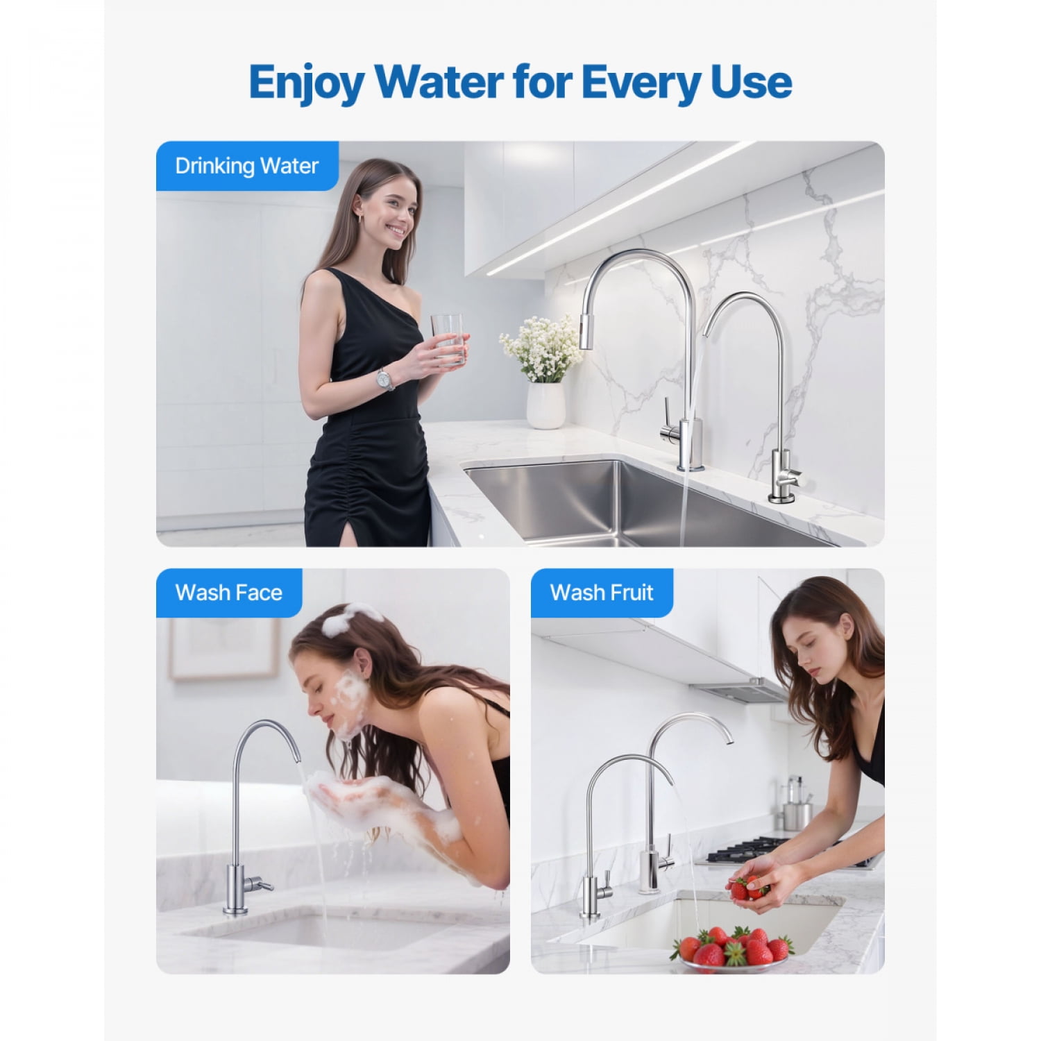 FENGFAN Lead-Free Stainless Steel RO Water Faucet Brushed Nickel for Kitchen Sink Cafe, 1 Pack