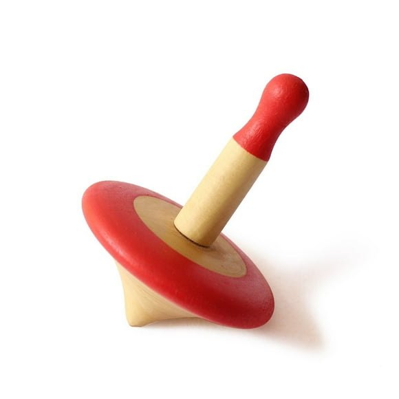 Shumee Organic Handmade Spinning Top 1 Pc/Set(Red)|6 Cm| 100% Child Safe| Gyroscopes Toy| Fidget Spinner| Educational Toys|Montessori Kindergarten Toys| Gift Toys For Kids/Toddlers