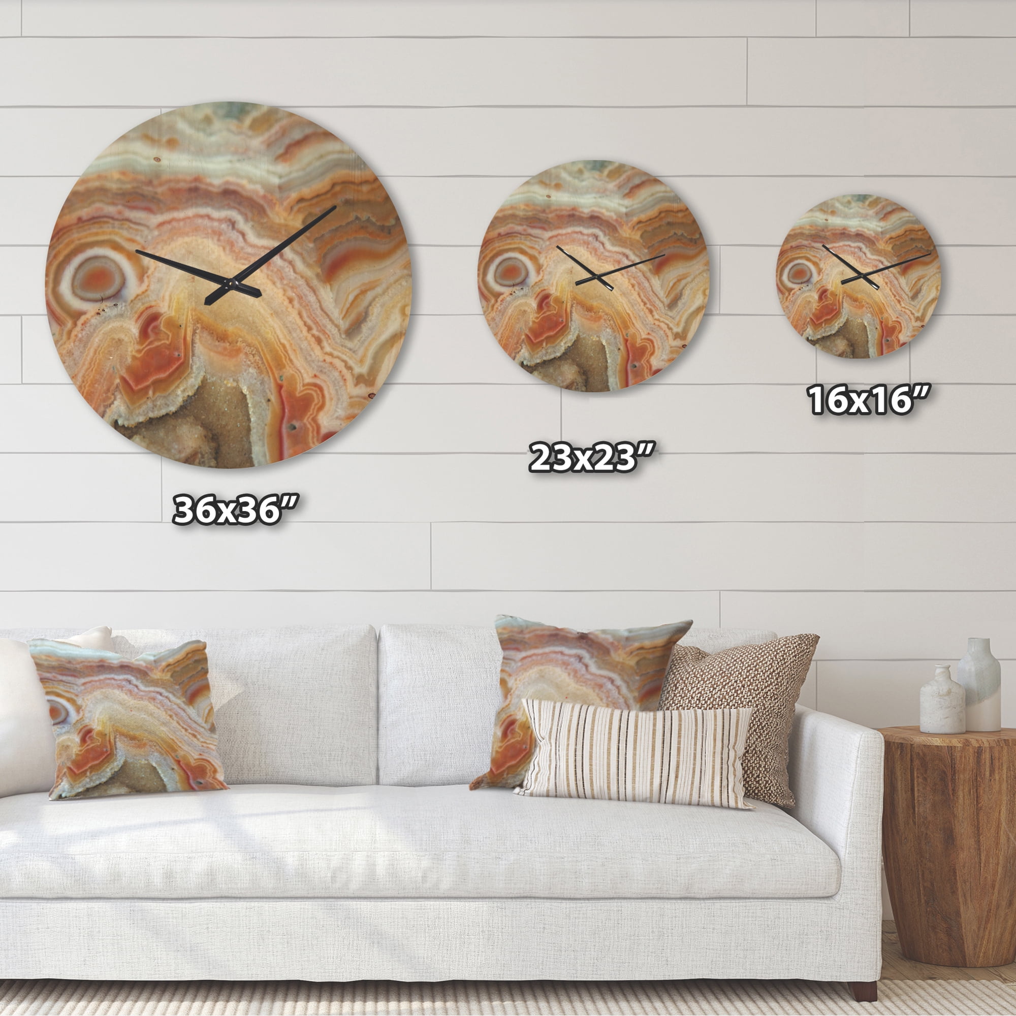 Designart 'Ovals and Strips on Agate ' Modern Wood Wall Clock
