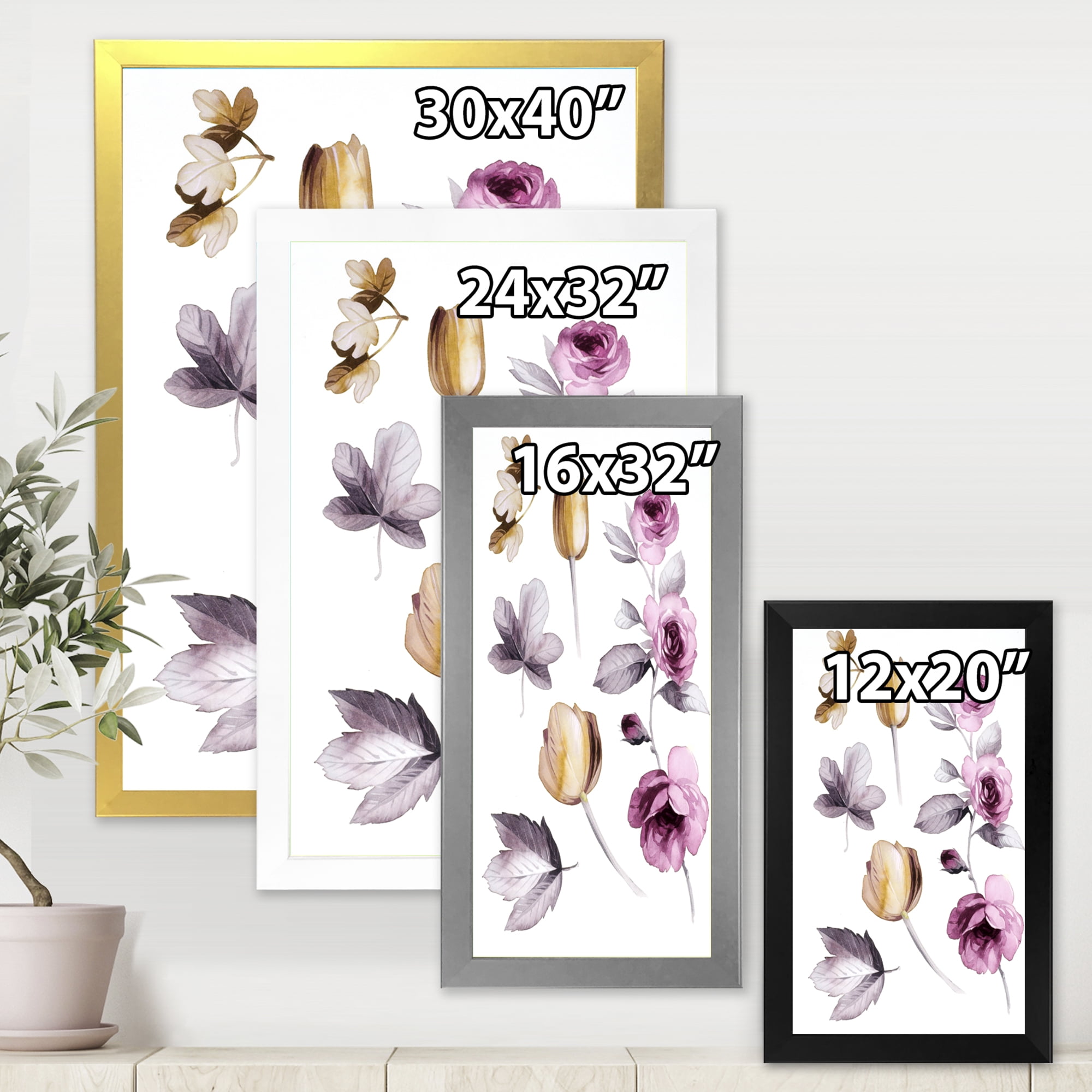 Designart 'Orange and Pink Wildflowers' Traditional Framed Art Print