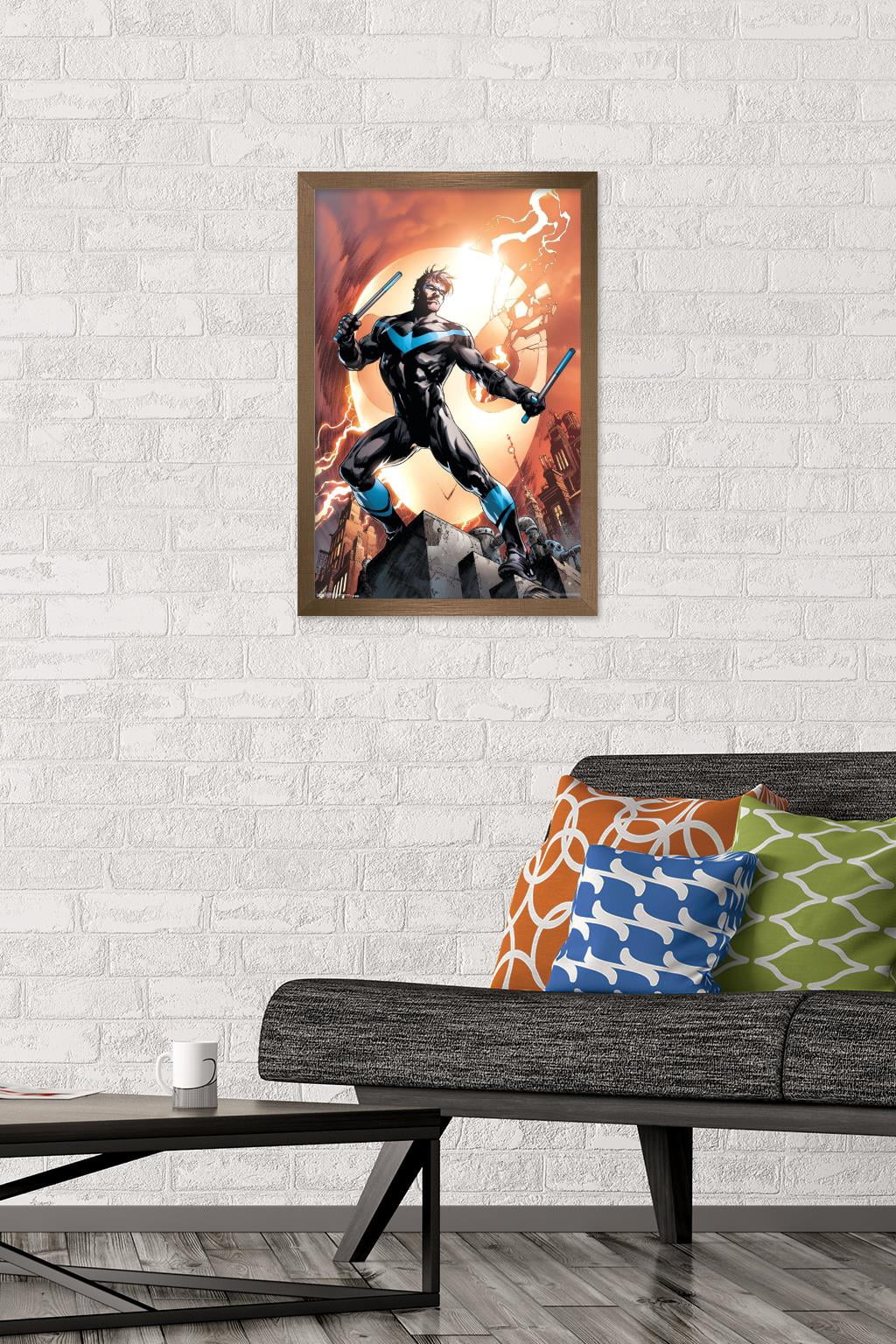 DC Comics - Nightwing - Fire Wall Poster, 14.725" x 22.375", Framed