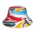 thumbnail image 3 of Daiia Colorful Abstract Bumper Cars Pattern Bucket Hat - Trendy Cotton Sun Hat for Beach, Golf, Fishing - Fun Outdoor Vacation Boonie for Men and Women, 3 of 9