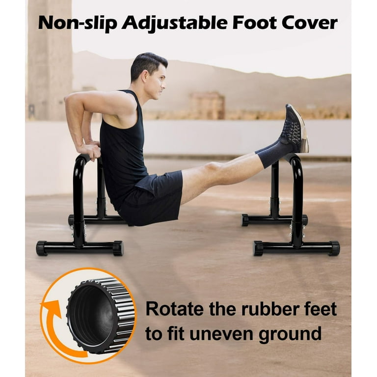 Push Up Bar, 14'' High Steel Parallettes Dip Bar with Full