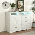 thumbnail image 2 of Topcobe Chest of Drawers with Adjustable LED Lights, USB ports and Microphone, Long Dresser for Bedroom, Wide Storage Organizer, White, 2 of 2