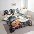 thumbnail image 3 of Manfei Kawaii Ghost Pumpkin 7-Piece Bedding Comforter Set,Western Halloween Ptheme King Bedding Sets,Colorful Flower Floral Bed Sheets For Kids,Luxury Bedroom Decor Reversible, 3 of 8