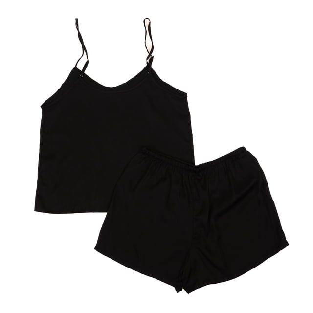 Women’s Cami 2 Piece Satin Sleepwear Short Set For Adults, Sizes Small To X-Large