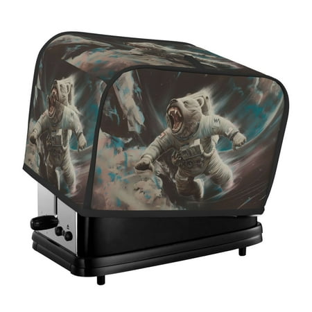 

KLL Astronaut Polar Bear Roar Print 2 Slice Toaster Dust Covers Kitchen Small Appliance Cover with 2 Pockets Can hold Jam Spreader Knife & Toaster Tongs (11.4 x 7.9 x 7.5)