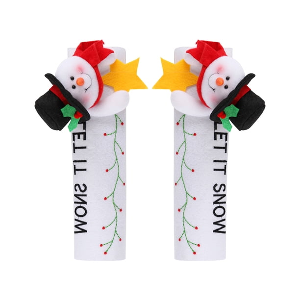 2 fundas para manijas de refrigerador navideñas, lindas fundas para manijas de electrodomésticos de cocina en 3D para decoración navideña