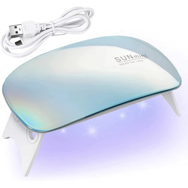 Mini lámpara de uñas de gel UV de 6 W, lámpara LED profesional para uñas, para todo tipo de esmaltes de gel. Compatible con 2 manos o pies. Lámpara LED para uñas con modo indoloro, 2 temporizadores y