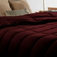 thumbnail image 3 of 3 Piece Luxury Long Box Pattern Comforter By D.N.G. BEDDINGS Set Premium Super Soft, All Season, 800 Thread Count, 100% Egyptian Cotton, Oversized Super King Size Wine Color, 3 of 5