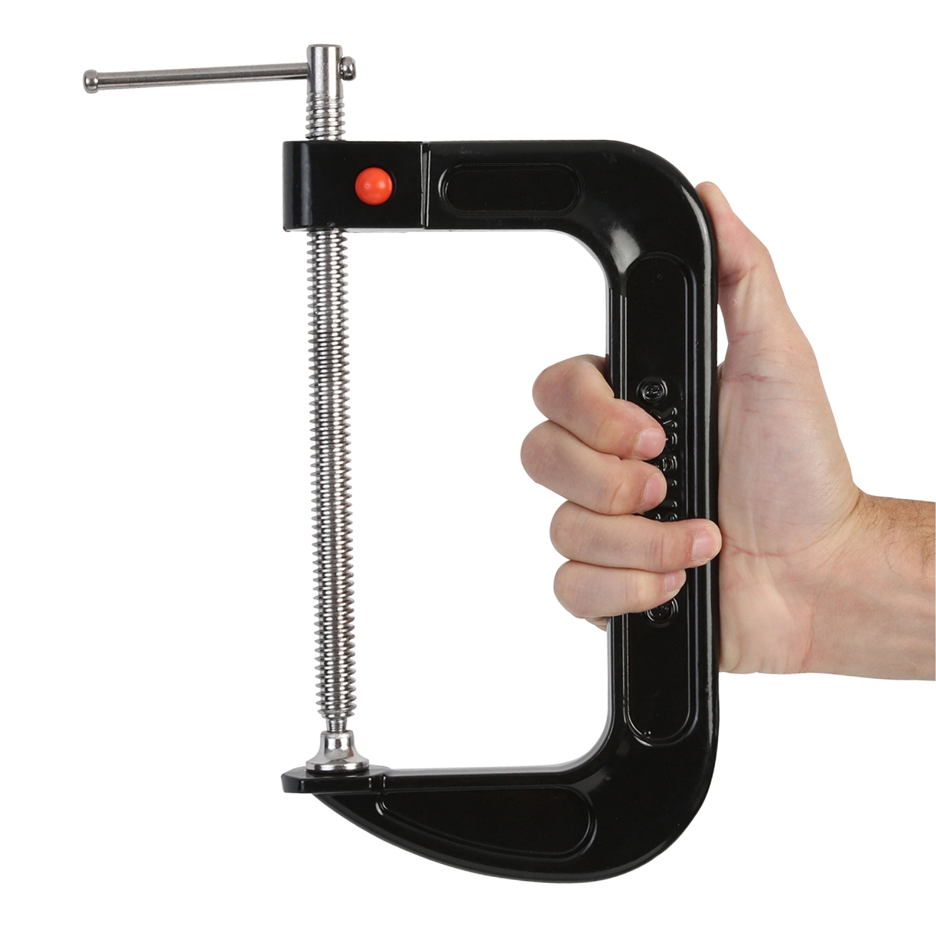GreatNeck Quick Release Cast Iron C-Clamp, Black, 6 inch