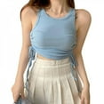 thumbnail image 3 of KOOYTE Tied with Pleated Strap Vest Female Summer Temperament Short Paragraph Lumbar Slim Tank, 3 of 5