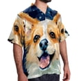 thumbnail image 2 of Pixel Dog Men's Hawaiian Printed Short Sleeve Button Down Casual Beach Shirt's, Unisex, 2 of 6