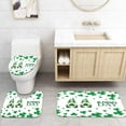 thumbnail image 4 of 4 Pcs Shower Curtain Set Abstract Green Bathroom Set with Shower Curtain and Rugs Accessories Green White and Gray Modern with Non-Slip Rugs Toilet Lid Cover and Bath Mat Bathroom, 4 of 7