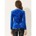 thumbnail image 4 of Unique Bargains Blouse en Velours à Manches Longues Col Rond Décontractée pour Femmes Bleu Royal TG, 4 of 5
