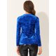 thumbnail image 4 of INSPIRE CHIC Blusa casual de terciopelo de manga larga con cuello redondo para mujer Azul real L, 4 of 5