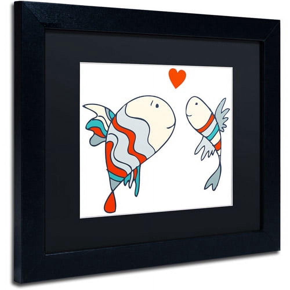Carla Martell 'Two Little Fish' Black Matted Framed Art