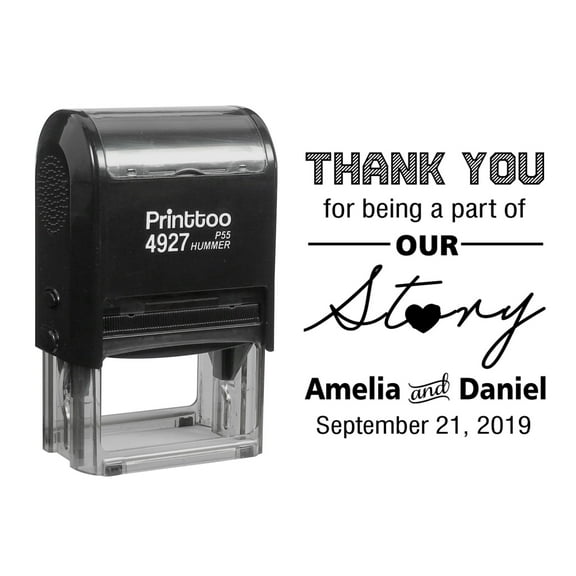 Printtoo Personalized Black Self Inking Thank You For Being A Part Of Our Story Favor Stamp Custom Wedding Favor Rubber Stamper-60 x 40 mm