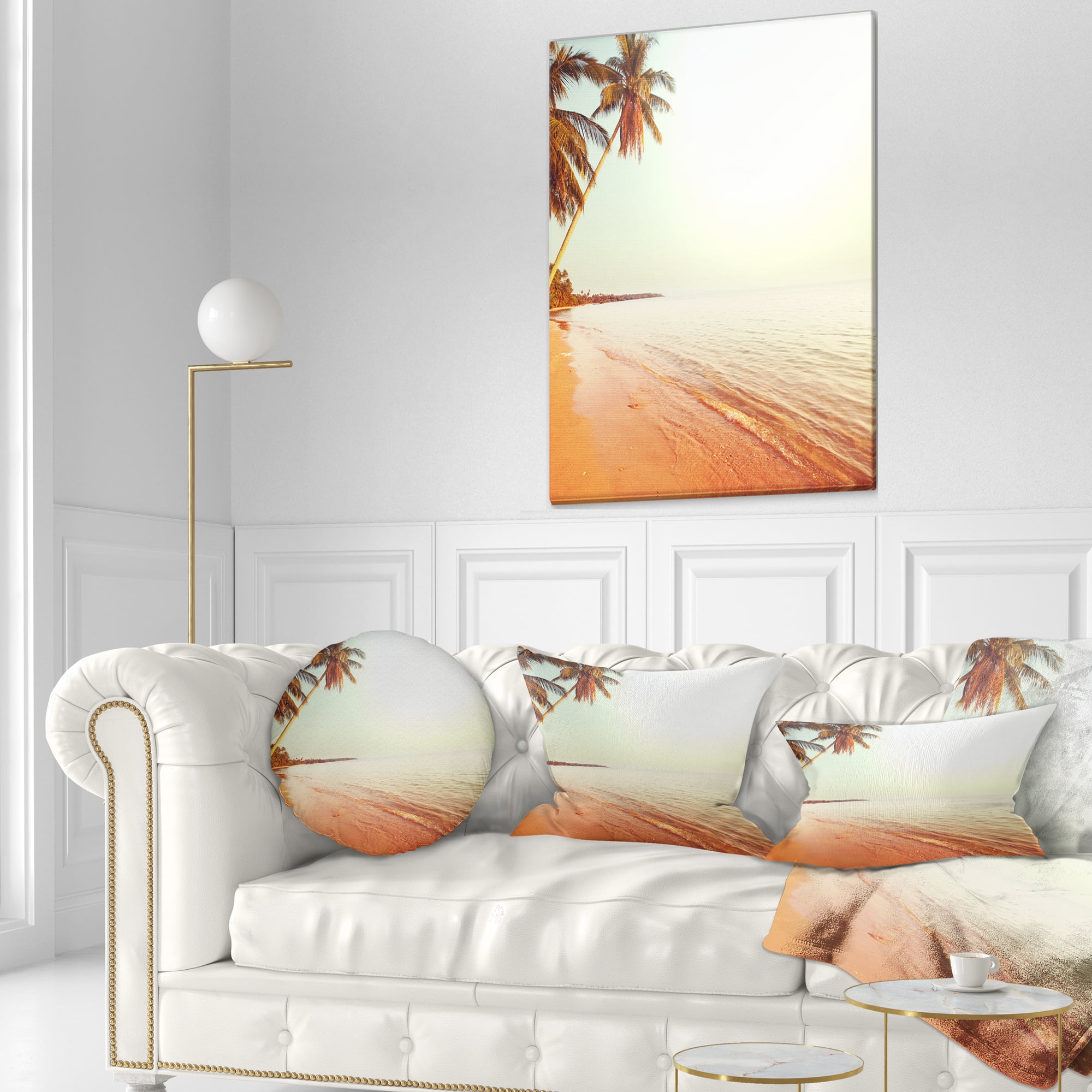 Designart 12" x 20" White Polyester Throw Pillow