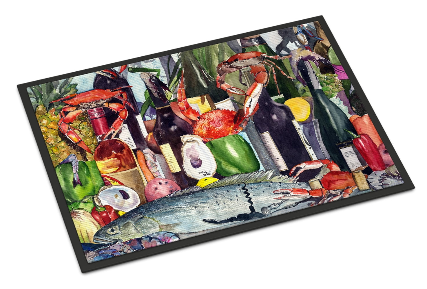 Wine and Speckled Trout Doormat by Caroline's Treasures
