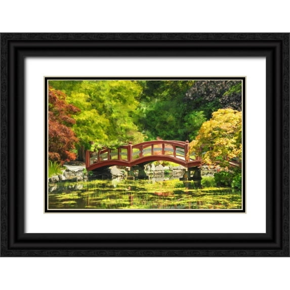 Murdock, Ramona 14x11 Black Ornate Wood Framed with Double Matting Museum Art Print Titled - Serenity Bridge II