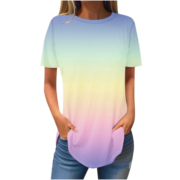 Blusas de Manga Corta para Mujeres Vendidas Cuello Redondo Casual, Top de Algodón de Imitación para el Hogar Y el Uso Diario