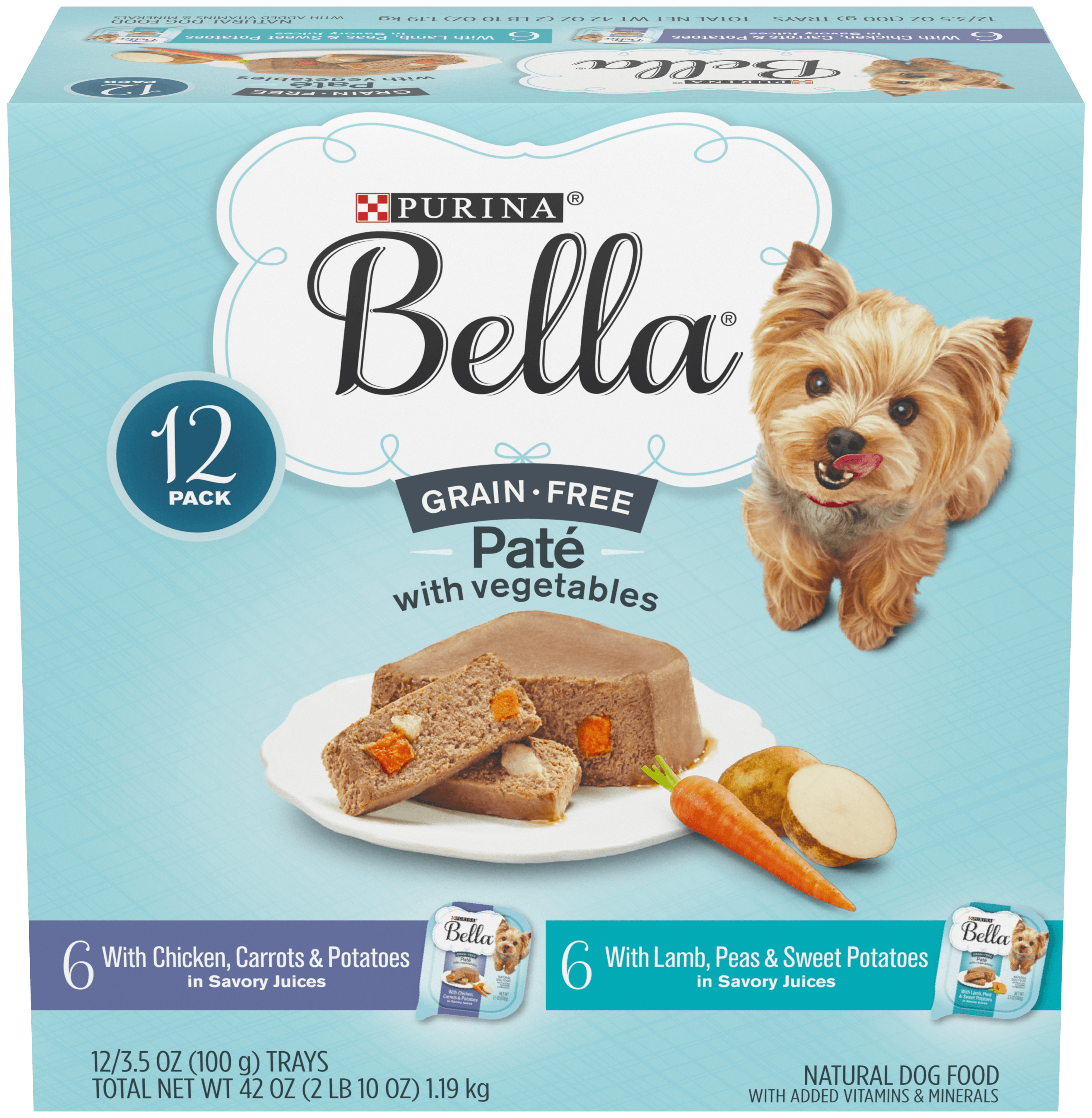 (12 Pack) Purina Bella Grain Free, Natural Pate Wet Dog Food, With