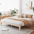 thumbnail image 1 of King Wood Platform Bed Frame, 14 Inch Solid Rubber Wood Mattress Foundation, Heavy Duty Wooden Slats Support, No Box Spring Needed, Easy Assembly, Natural, 1 of 17