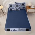 thumbnail image 4 of Manfei Western Tribal Aztec Zipper Queen Comforter Set with Fitted Sheet and 2 Pillowcases,Southwestern Cowboy Boots Hat Zipper Bedding Set,Light Blue Navy,Reversible, 4 of 7