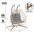 thumbnail image 4 of SEGMART 2-Person Hanging Swing Chair with Stand, Double Hanging Egg Chair with Cushion and Pillow, Foldable Wicker Rattan Patio Basket Hanging Chair for Indoor Outdoor Garden, Light Gray, 4 of 10