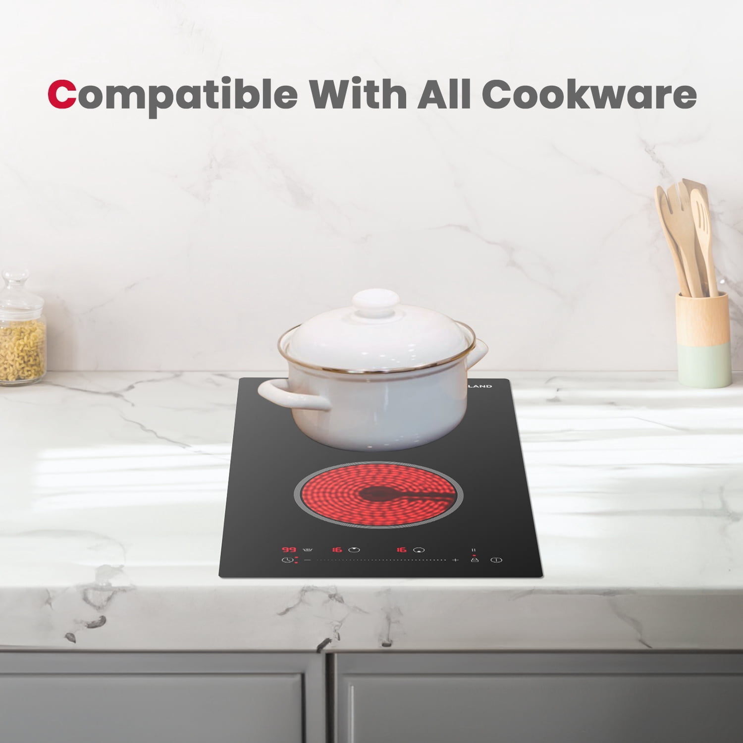 GASLAND 12 in. 2 Burners Radiant Electric Ceramic Cooktop,240 V 2400 W, Child Safety Lock, Timer