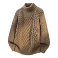 thumbnail image 4 of Men's Turtleneck Cable Knit Sweater Long Sleeve Chunky Casual Pullover Top, 4 of 5