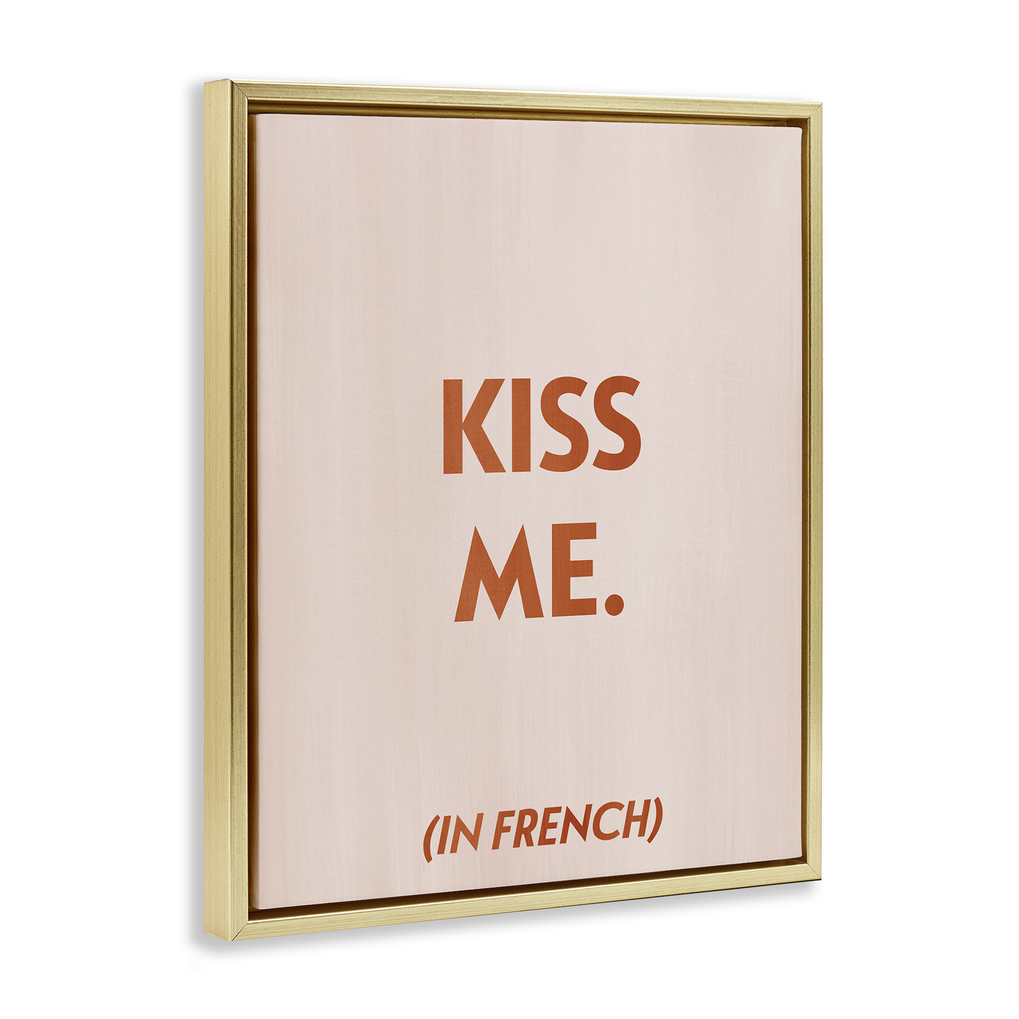 Stupell Industries Kiss Me In French Typography Painting Gold Floater Framed Art Print Wall Art, 25 x 31