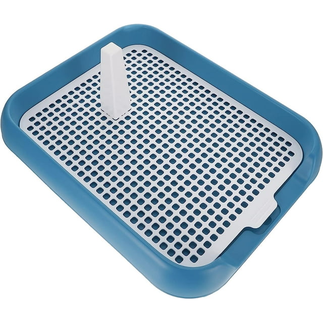 Soporte para almohadillas para perros, almohadillas de entrenamiento, inodoro para cachorros, inodoro cuadrado para entrenamiento de mascotas con bandeja para perros, interior y exterior (azul),
