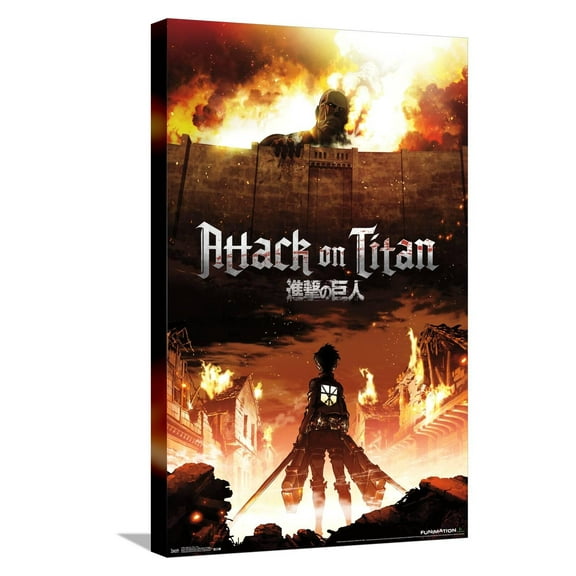 Attack on Titan - Fire Canvas Wall Poster, 14.725" x 22.375"