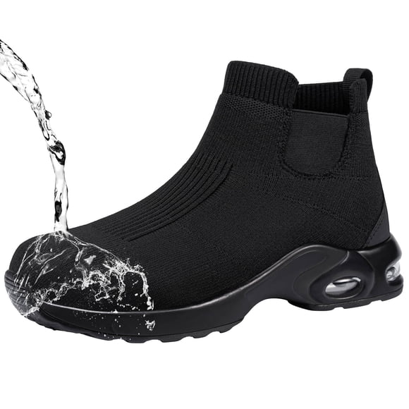 LARNMERN Steel Toe Shoes Men Women Non Slip Work Boots Water Resistant Safety Sneakers Slip On Industrial Air Cushion Chelsea Boots(10.