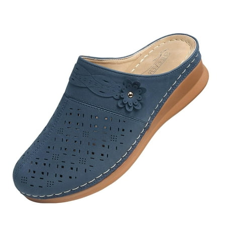 

Women s Comfortable Floral Non Breathable Thick Soled Large Size Mules Clogs Women s Slippers