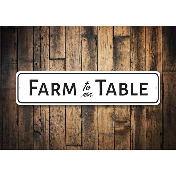 Farm To Table Kitchen Novelty Sign, Metal Wall Decor - 4x18 inches