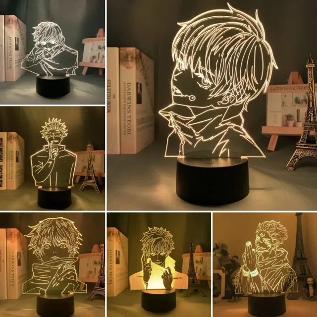 Jujutsu Kaisen figura Inumaki Toge 3D LED Anime lámparas Ryomen Sukuna luces nocturnas Decoración de mesa cumpleaños Manga regalos para amigos